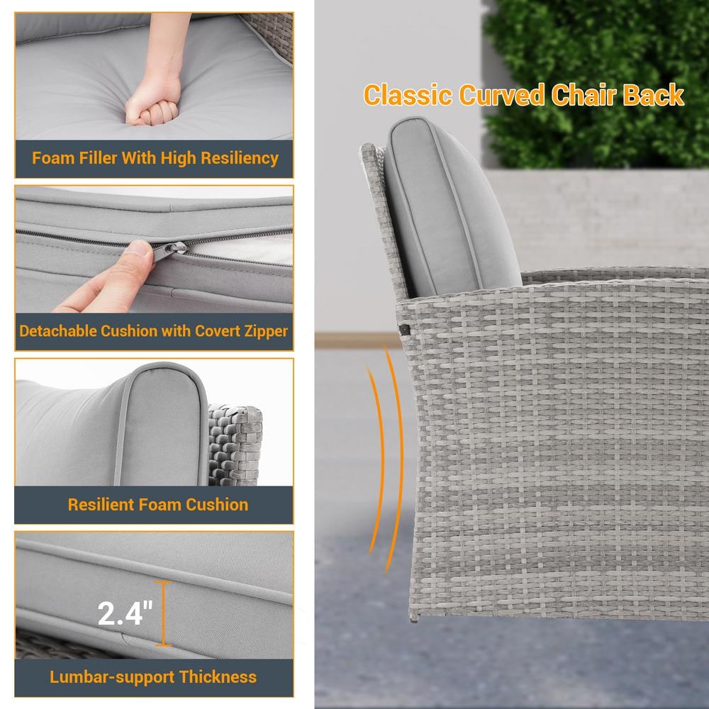 JOYESERY 4-Pieces PE Rattan Wicker Outdoor Patio Conversation Sofa Sets, Patio Sofa Chair for Balcony, Deck and Yard in Grey JOYESERY 4-Pieces PE Rattan Wicker Outdoor Patio Conversation Sofa Sets, Patio Sofa Chair for Balcony, Deck and Yard in Grey - 3