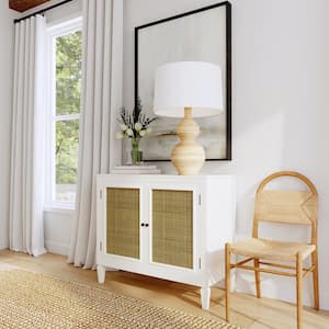 Hyannis White 35.24 in. H x 40 in. W Accent Storage Cabinet with 2-Basket Weave Patterned Doors