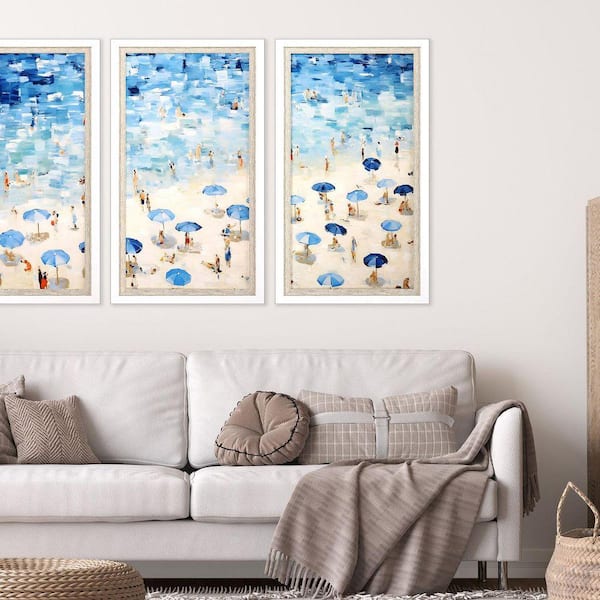 Aerial Beach by Petal Prints 1 Piece Framed Giclee Coastal Art Print 40 in. x 22 in.