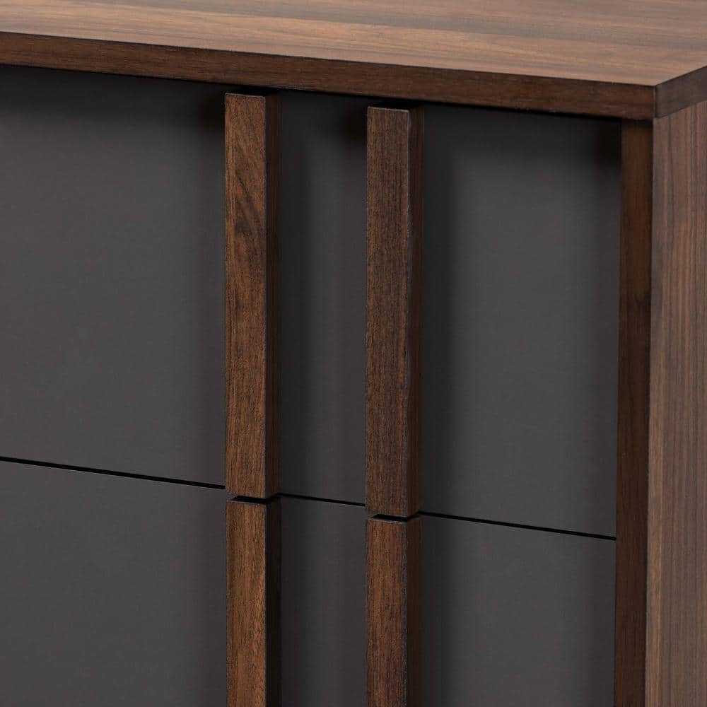 Retro Naoki 5-Drawer Chest in Two-Tone Gray and Walnut