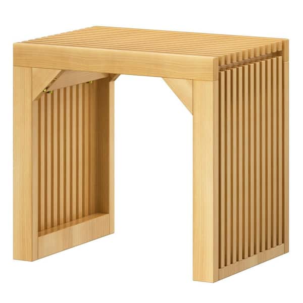 Tileon Kitchen Pantry, 18" Solid Wood Side Table, Bench for Entryway, Living Room, Kitchen in Nature