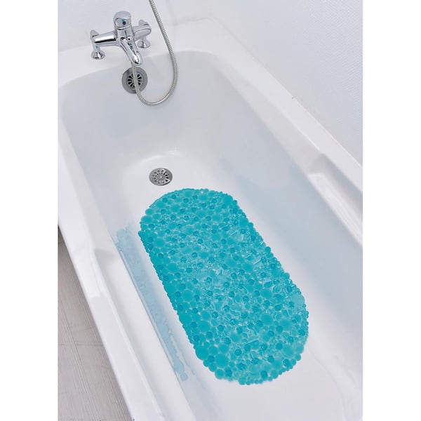 Evideco Non-Skid Bathroom Oval Bubbles Shower Mat, Clear
