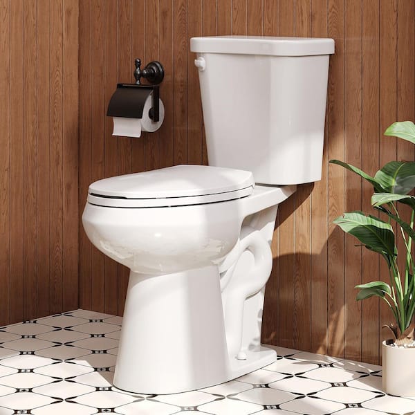 17 in. ADA 2-Piece 1.28 GPF Single Flush Elongated Toilet in White Flush, Soft-Close Seat Included