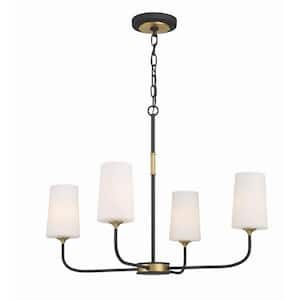 Crystorama Xavier 4-Light Vibrant Gold Chandelier with Steel Shade XAV ...