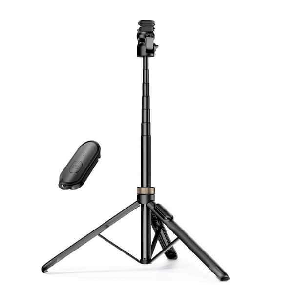 OBJLGEV 72 Extendable Tripod and Selfie Stick with Detachable Phone Holder and Wireless Remote Compatible with Phones Black