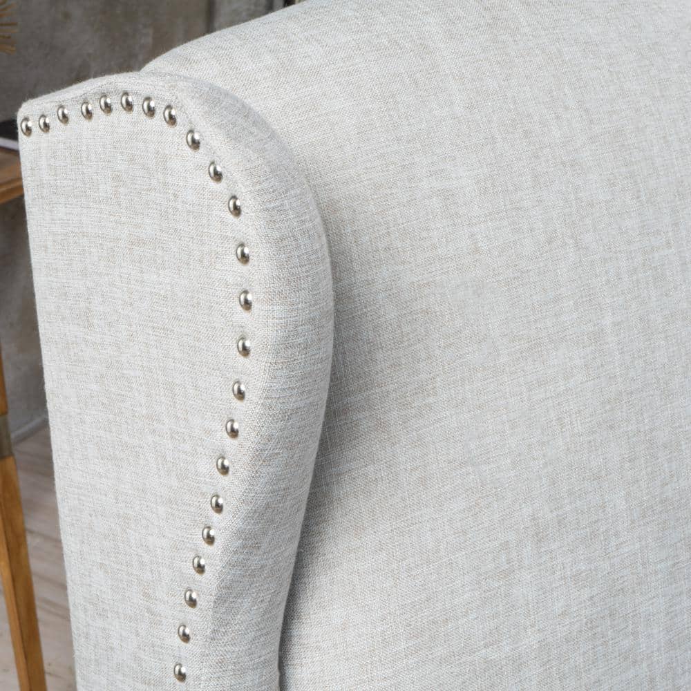 Gray Moss Wing Chair Recliner with Plush Polyester Upholstery