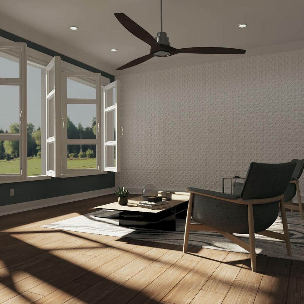 White Geometric Textured 3D PVC Wall Panels, 50-Pack