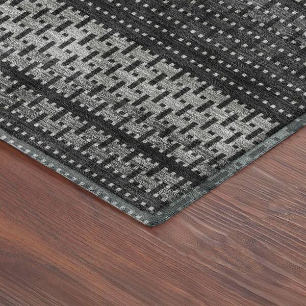 Mayfield Premium Machine Washable Abstract AMF2427 Black 5 ft. x 7 ft. 6 in. Area Rug
