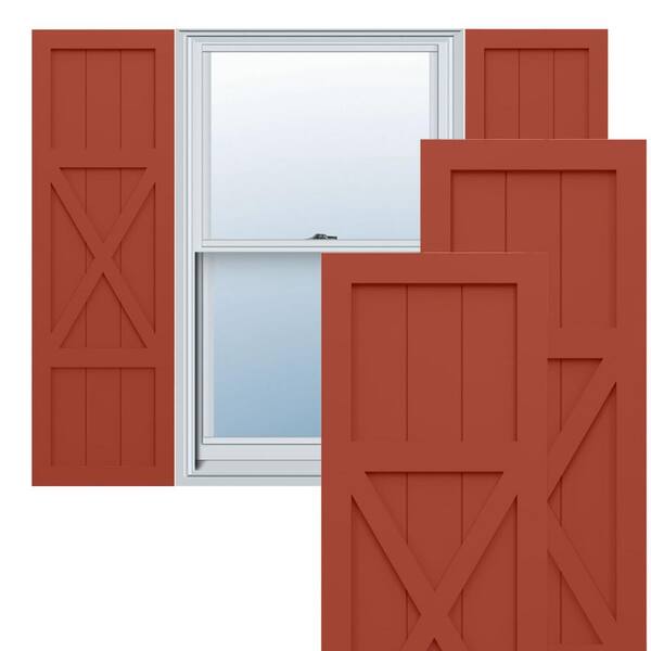 Ekena Millwork True Fit PVC 18 in. W x 48 in. H Vinyl Board and Batten Shutters Pair in Colorful Leaves