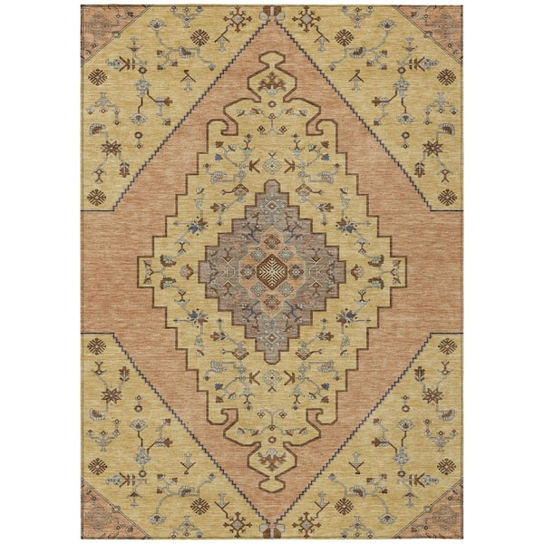 Chantille Machine Washable Indoor/Outdoor Abstract ACN2472 Gold 9 ft. x 12 ft. Area Rug