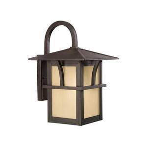 Medford Lakes 1-Light Statuary Bronze Outdoor 17 in. Wall Lantern Sconce