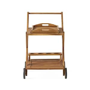Sammy Wood Outdoor Serving Bar Cart with Tray