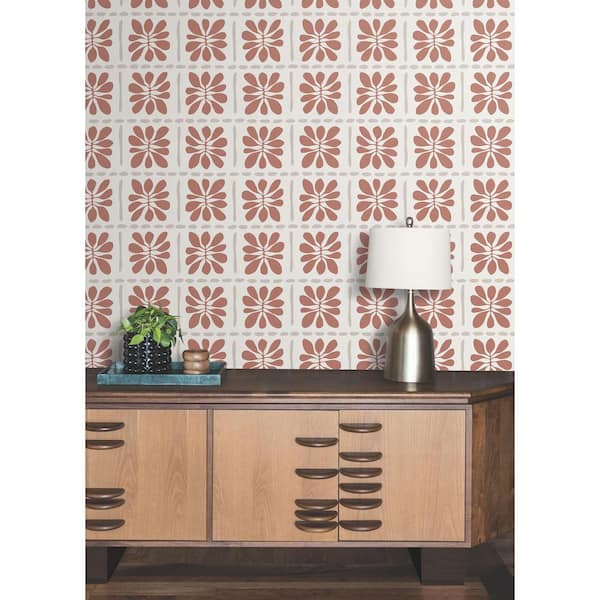 Red Mimosa Fleur Terracotta Wallpaper