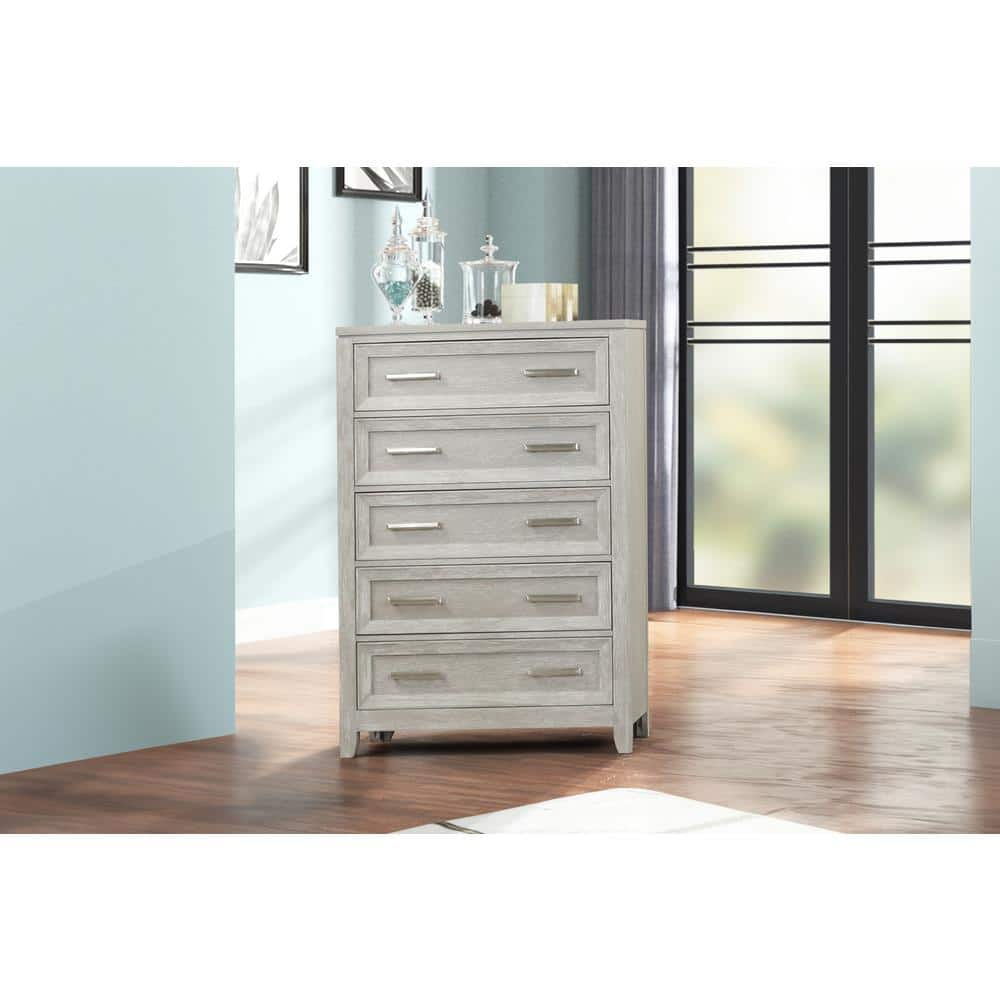 NEW CLASSIC HOME FURNISHINGS Fiona Mist Gray 5-Drawer 38 In. Chest Of ...