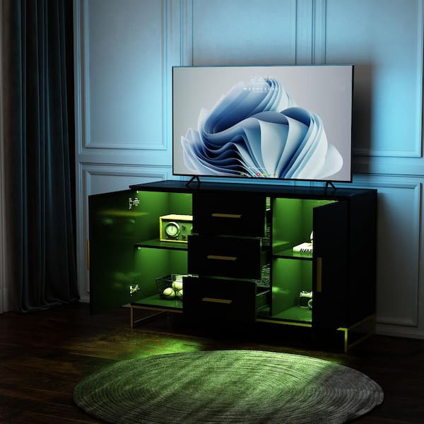 47.2 in. Wood TV Console Entertainment Center with 3-Drawers, Adjustable Shelves for TV up to 60 in.