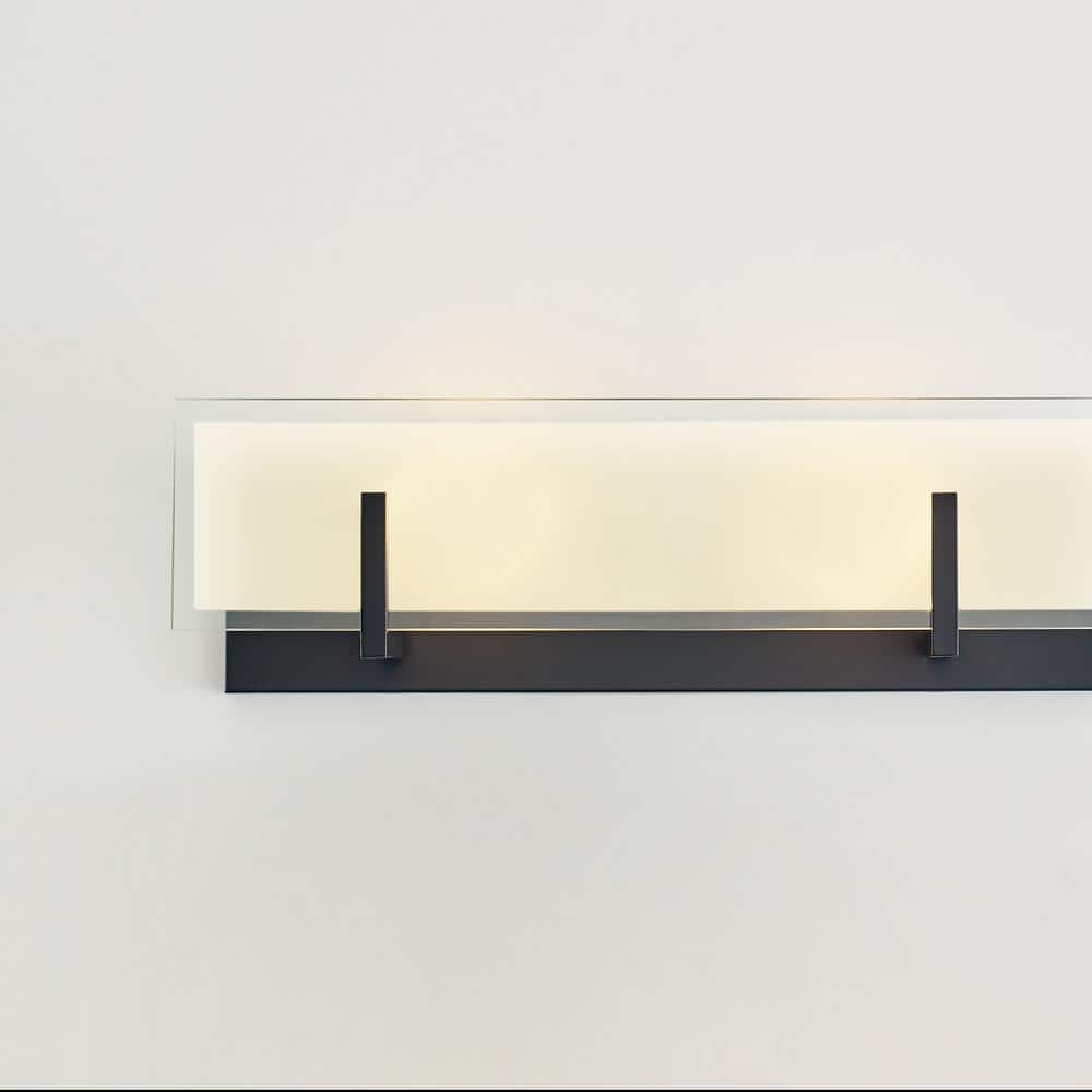 Midnight Black 2-Light Dimmable Vanity Light with Clear Glass