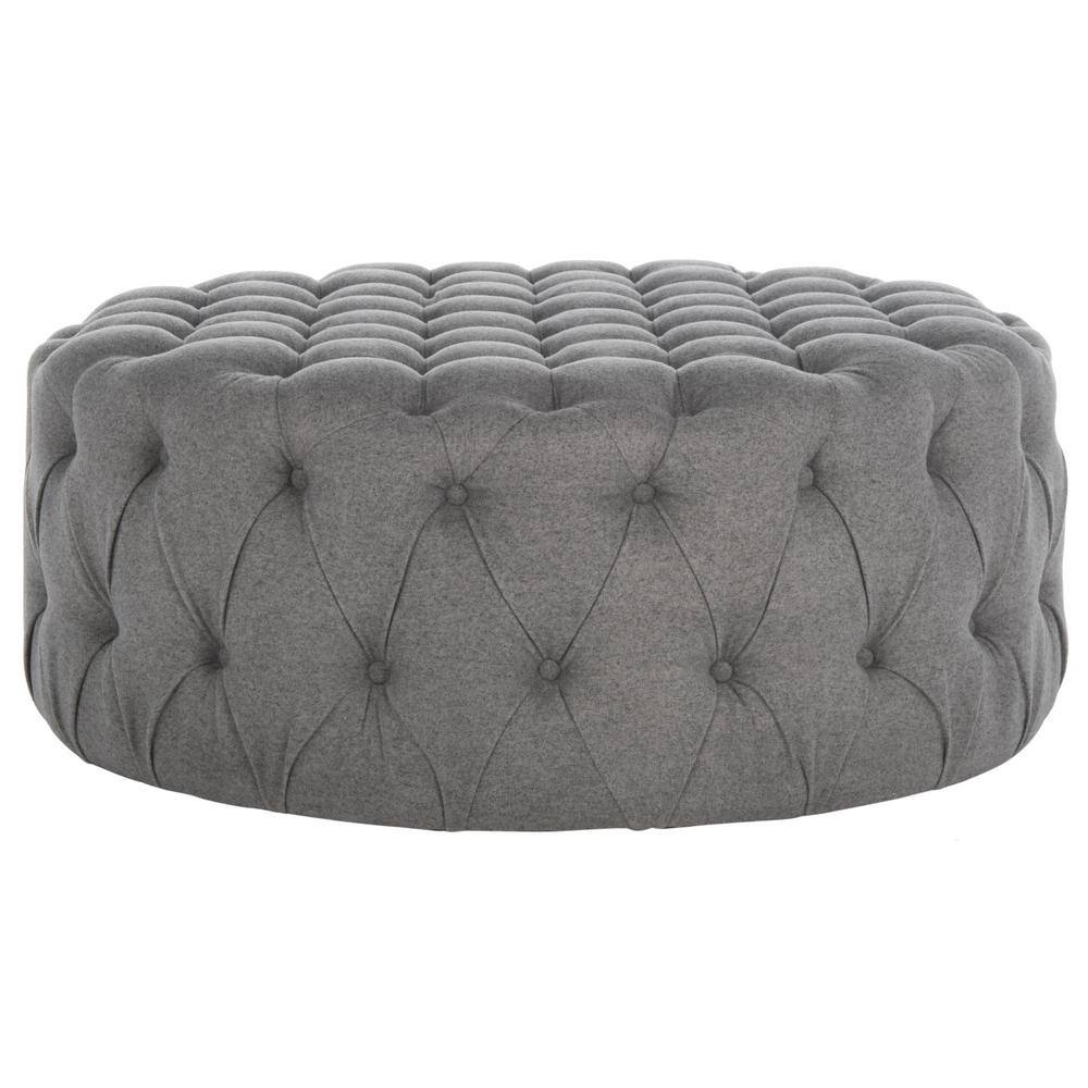 Charlene Gray Tufted Round Cocktail Ottoman