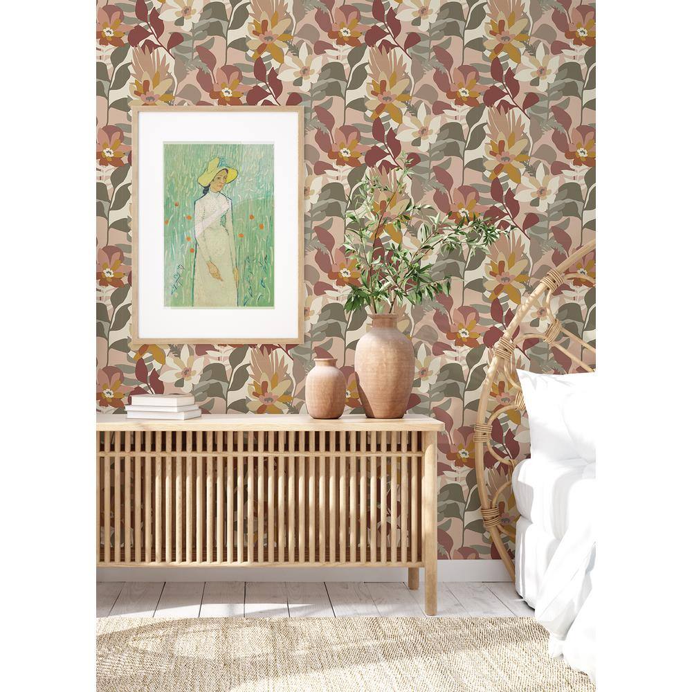 Rose Botanical Floral Non-Woven Removable Wallpaper