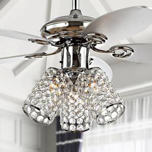 Kris 42 in. Chrome 3-Light Crystal LED Ceiling Fan with Light and Remote