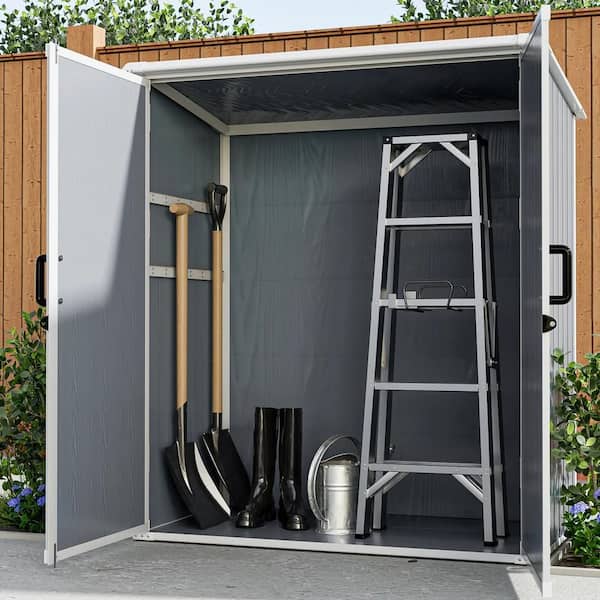 Gray 5 ft. W x 3 ft. D Plastic Outdoor Waterproof Resin Storage