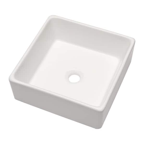 LORDEAR 15 in. x 15 in. Porcelain Ceramic Square Vanity Art Basin