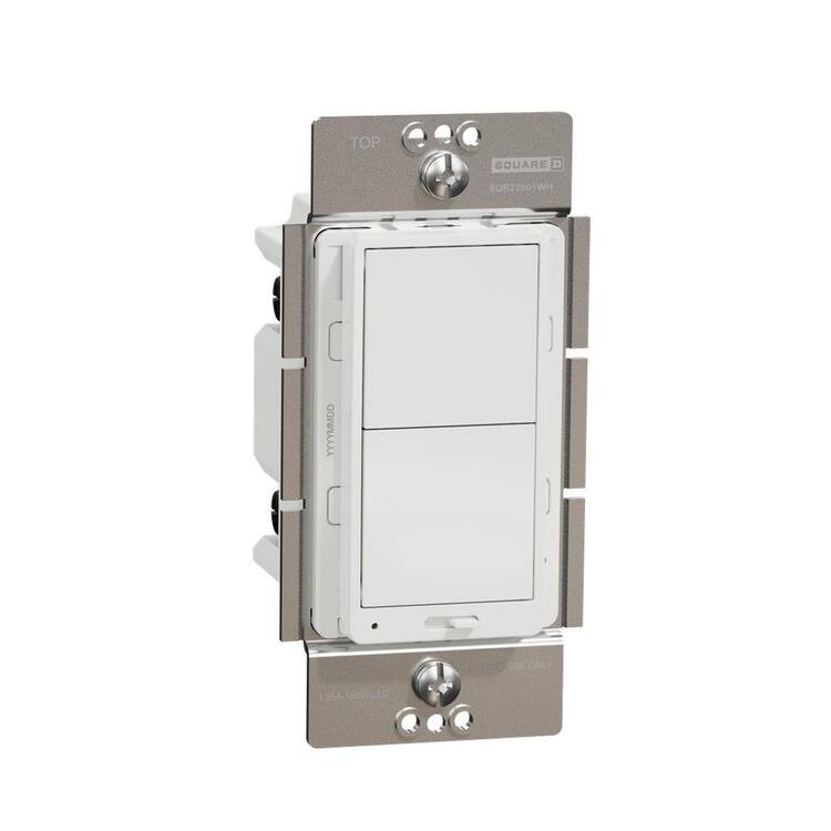 Square D X Series 15-Amp 600-Watt Single-Pole/3-Way Rocker Dimmer Light Switch Back Wire Clamps Matte White