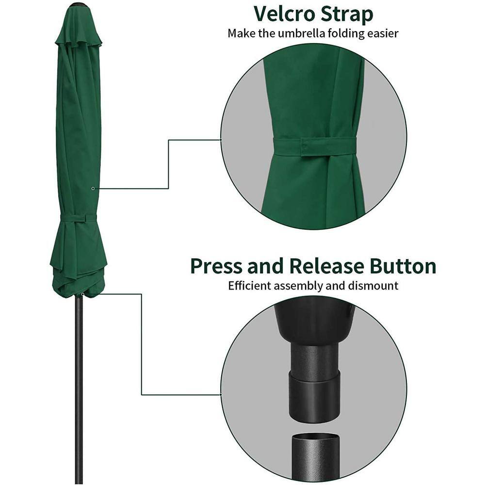 Green 9 ft. Steel Market Patio Umbrella with Crank Lift