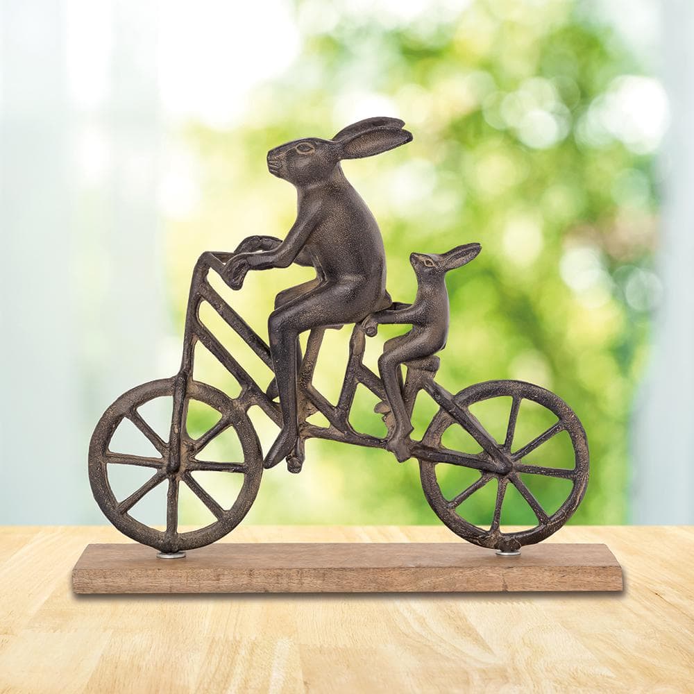 Rabbit and Child on Bicycle Figurine