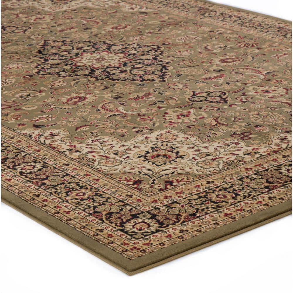 Black Medallion Synthetic Easy Care Stain-resistant Area Rug