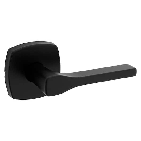 Tripoli Matte Black Passage Hall/Closet Door Handle with Soft Modern Rose