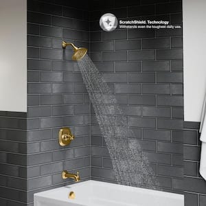 Numista Single-Handle 3-Spray Wall-Mount Tub and Shower Faucet in Vibrant Brushed Moderne Brass (Valve Included)