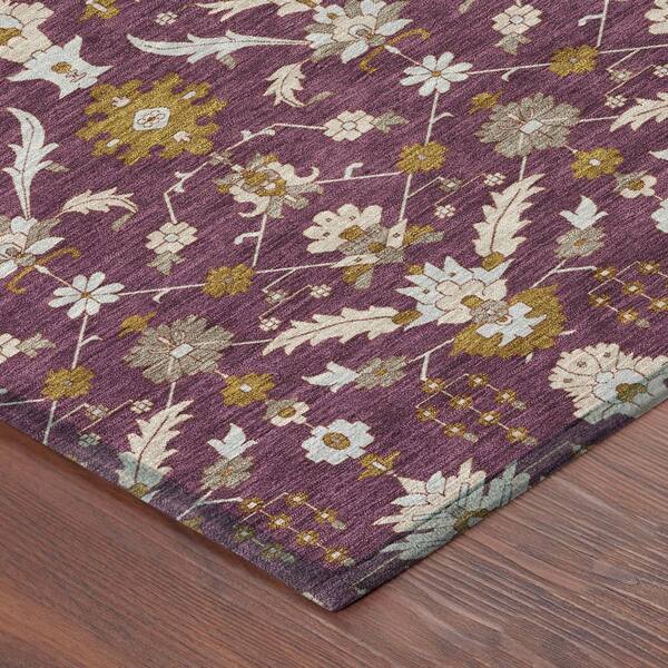 Chantille Machine Washable Indoor/Outdoor Abstract ACN2857 Eggplant 5 ft. x 7 ft. 6 in. Area Rug