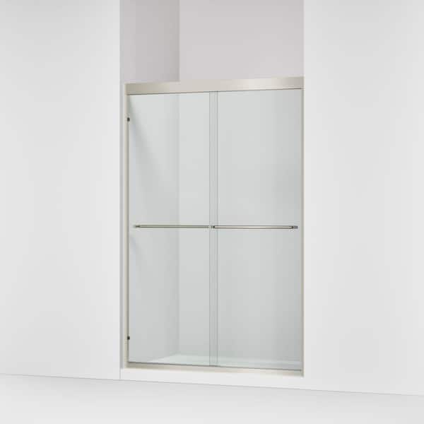 Lively 57-60 in. W x 70 in. H Frameless Sliding Shower Door in Brushed Nickel with 1/4 in. Thick Clear Tempered Glass