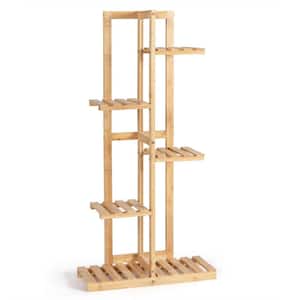 40.5 in. Tall Indoor/Outdoor Natural Wood Plant Stand Rack for Patio Yard (5-tiered)