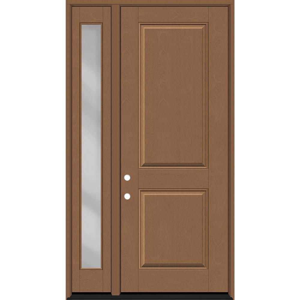 "Regency 53 in. x 96 in. 2P Squaretop RHIS Autumn Wheat Stain Mahogany Fiberglass Prehung Front Door Clear 14"" SL 6-9/16" price history on PriceWatchPro