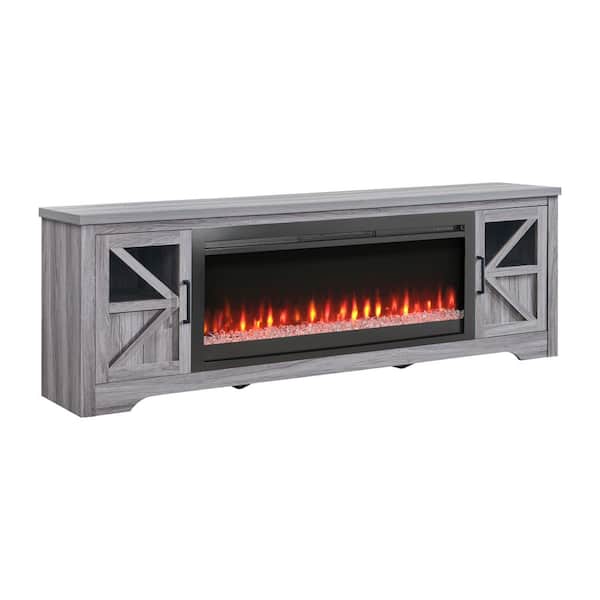 75 in. Freestanding Electric Fireplace TV Stand Fits TV's Up to 80 in. in Gray Wash