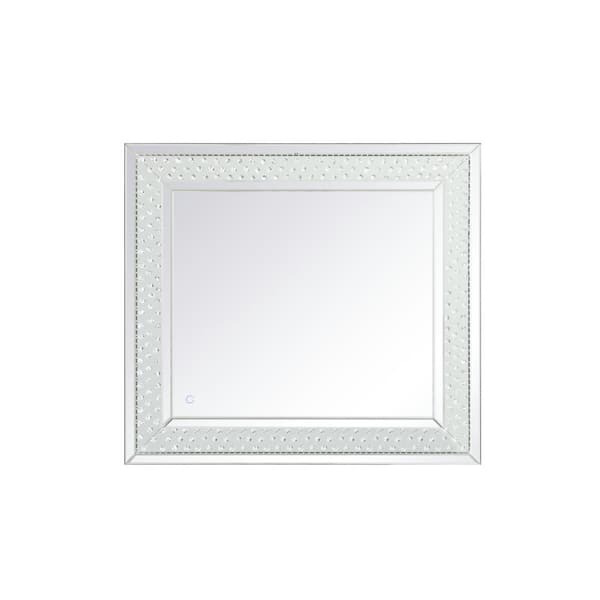 Unbranded 40 in. H x 36 in. W rectangle Clear LED Mirror