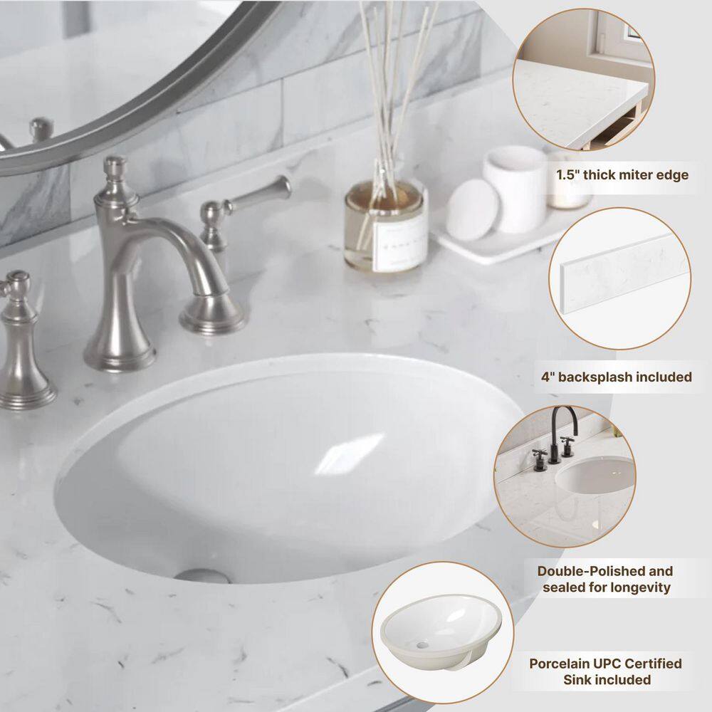Magnolia 43" Midnight Blue Single Basin Vanity with Carrara White Top