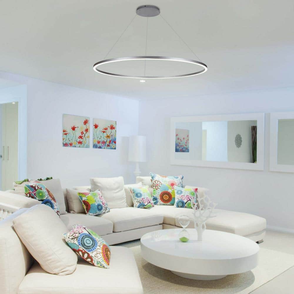 Tania Nickel 39" Drum LED Pendant Chandelier