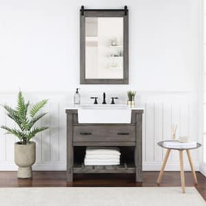 Villareal 36 in.W x 22 in.D x 34 in.H Single Farmhouse Bath Vanity in Classical Grey with Composite Stone Top