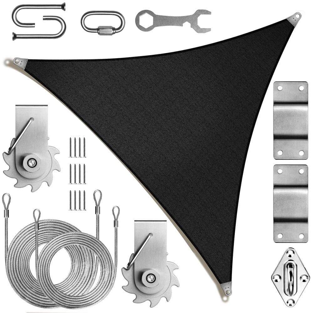 Super Ring 30 ft. x 30 ft. x 30 ft. Triangle Sun Shade Sail with Winch Kit-Black price history on PriceWatchPro