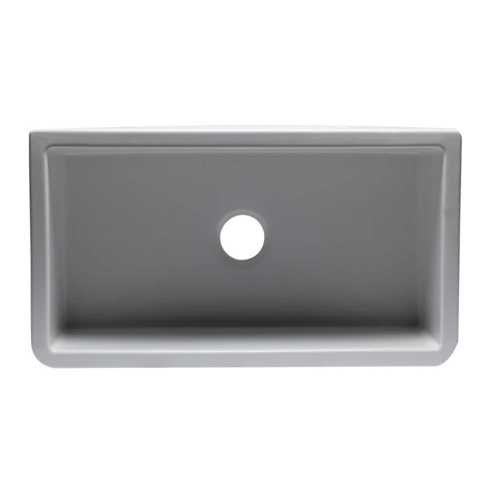 White Fireclay Single Bowl Farmhouse Drop-In Sink