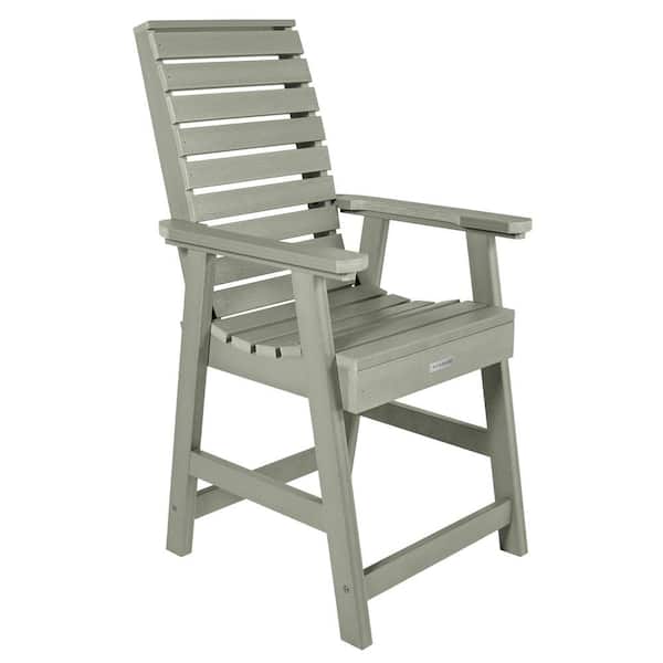 Highwood Weatherly Eucalyptus Counter-Height Recycled Plastic Outdoor Dining Arm Chair