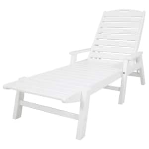 Nautical White Stackable Plastic Outdoor Patio Chaise Lounge