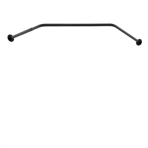 Diamond NEO Angle Corner Shower Curtain Rod 22 in. to 43.7 in. Matte Black with 12 Hooks Ceiling Support