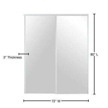 72 in. x 80 in. 230 Series Steel White Mirror Sliding Door