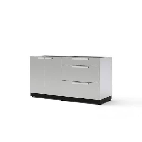 Outdoor Kitchen Stainless Steel 64 in. W x 36.5 in. H x 24 in. D 2-Piece Cabinet Set without Countertop