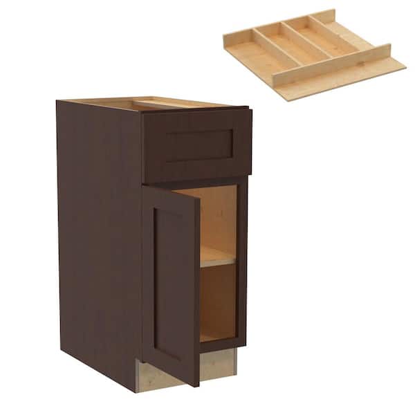 Home Decorators Collection Newport 15 in. W x 24 in. D x 34.5 in. H Assembled Plywood Base Kitchen Cabinet in Manganite with Utility Soft Close LH