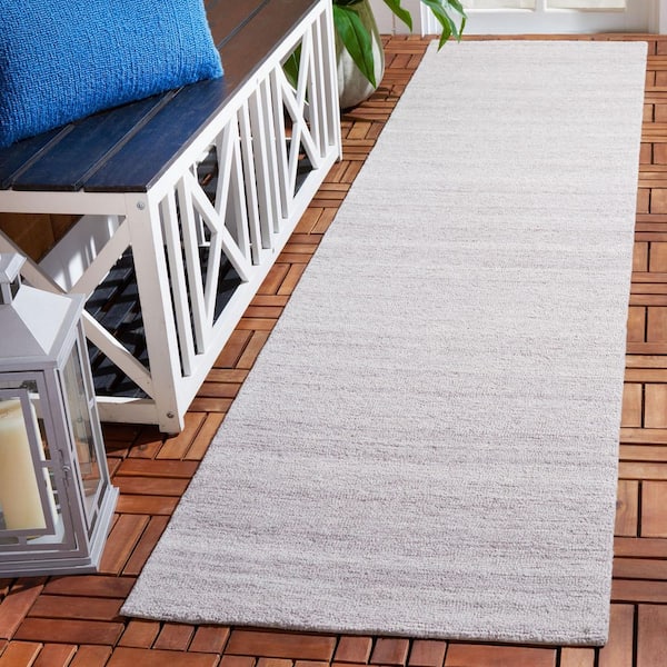 Outdoor Micro-Loop Beige 2 ft. x 9 ft. Solid Indoor/Outdoor Runner Rug