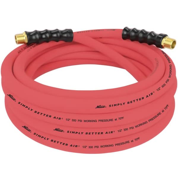 Milton ULR 1/2 in. ID x 25 ft. (1/2 in. MNPT) Ultra-Lightweight Durable Rubber Air Hose for Extreme Environments